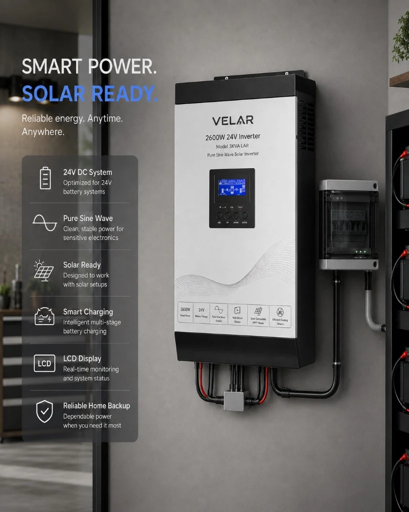 VELAR 2600W 24V Inverter wall installation